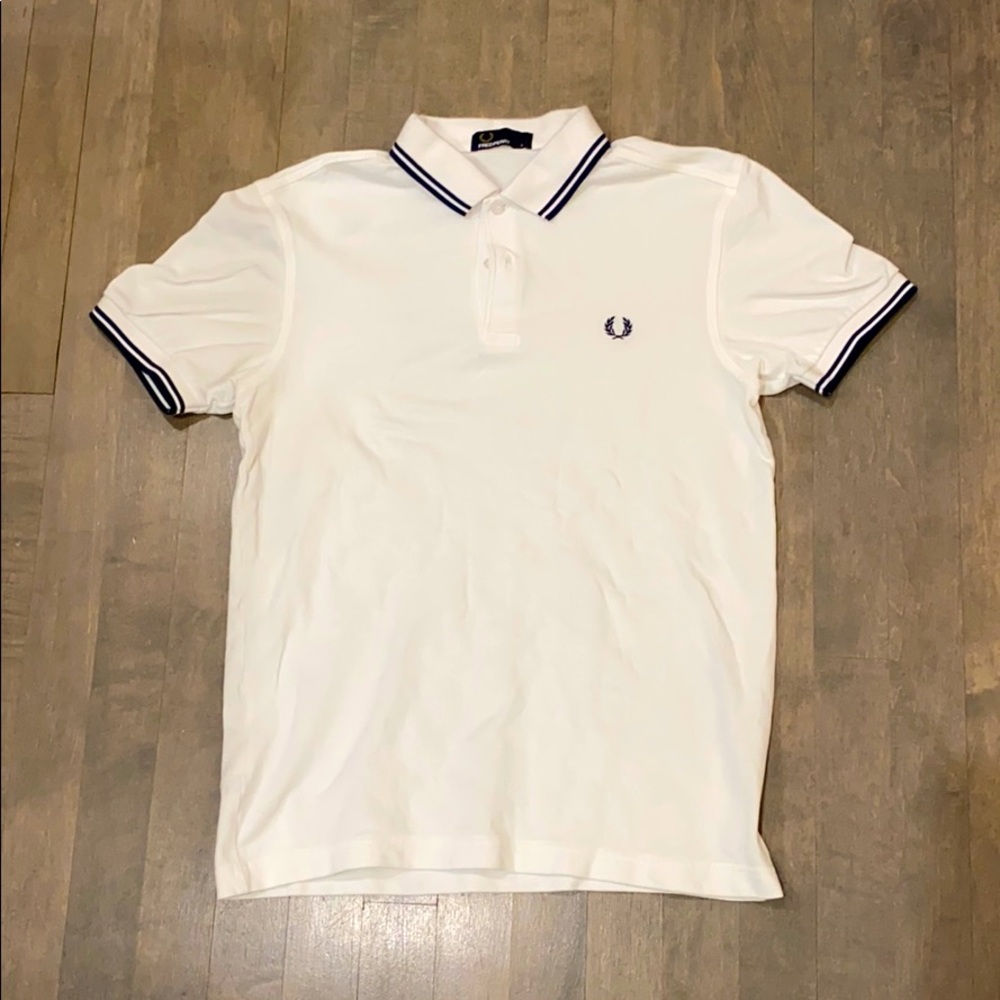 Fred Perry White Two-Tipped Men’s Small Slim Polo